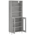 Miniatyrbilde 3 av 11: vidaXL Highboard grå sonoma 69,5x34x180 cm konstruert tre