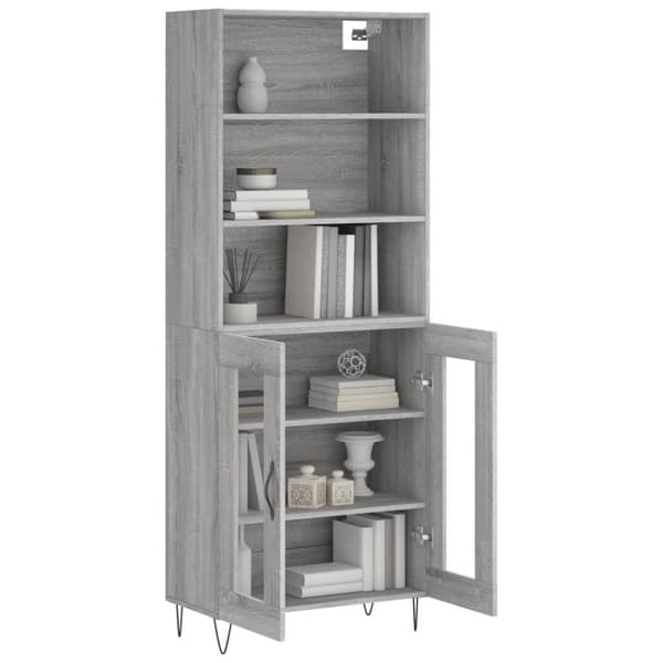 vidaXL Highboard grå sonoma 69,5x34x180 cm konstruert tre