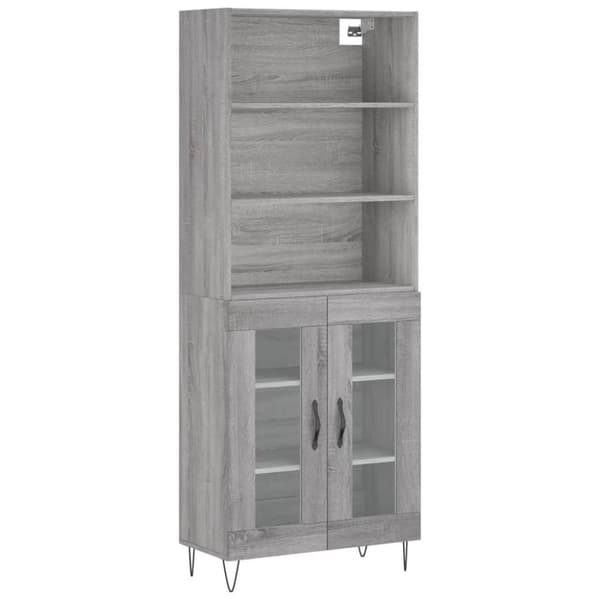 vidaXL Highboard grå sonoma 69,5x34x180 cm konstruert tre