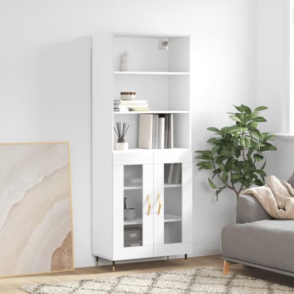 vidaXL højskab 69,5x34x180 cm konstrueret træ hvid
