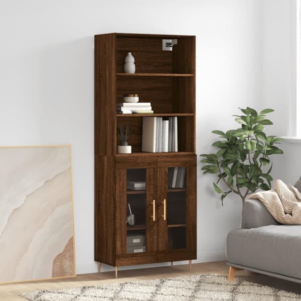 vidaXL højskab 69,5x34x180 cm konstrueret træ brun egetræsfarve