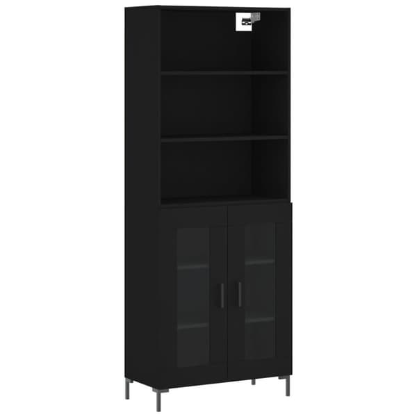 vidaXL højskab 69,5x34x180 cm konstrueret træ sort