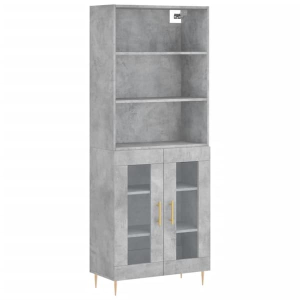 vidaXL Högskåp betonggrå 69,5x34x180 cm konstruerat trä