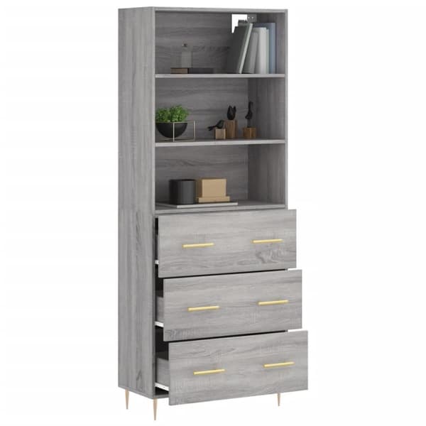vidaXL Highboard grå sonoma 69,5x34x180 cm konstruert tre
