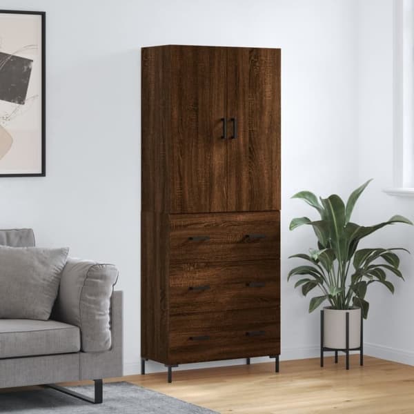 vidaXL højskab 69,5x34x180 cm konstrueret træ brun egetræsfarve