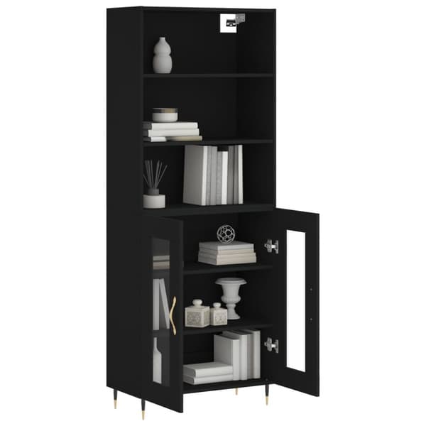 vidaXL Highboard svart 69,5x34x180 cm konstruert tre