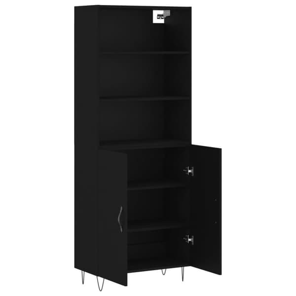 vidaXL højskab 69,5x34x180 cm konstrueret træ sort