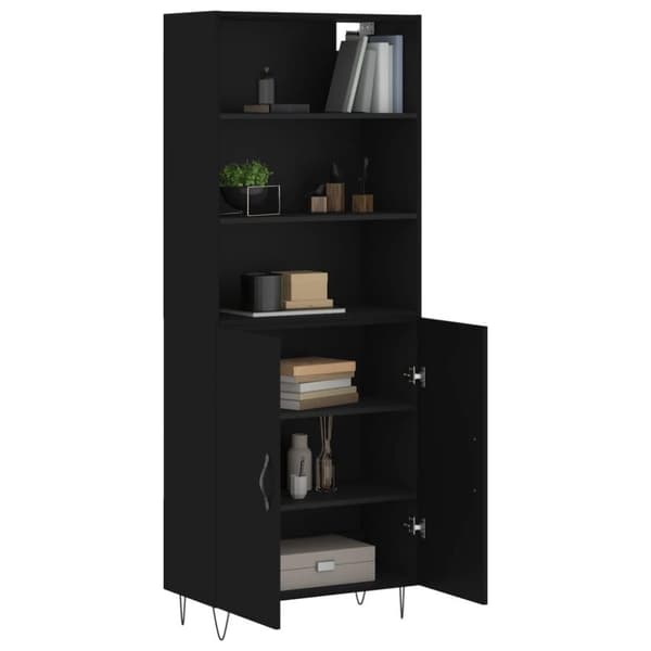 vidaXL højskab 69,5x34x180 cm konstrueret træ sort
