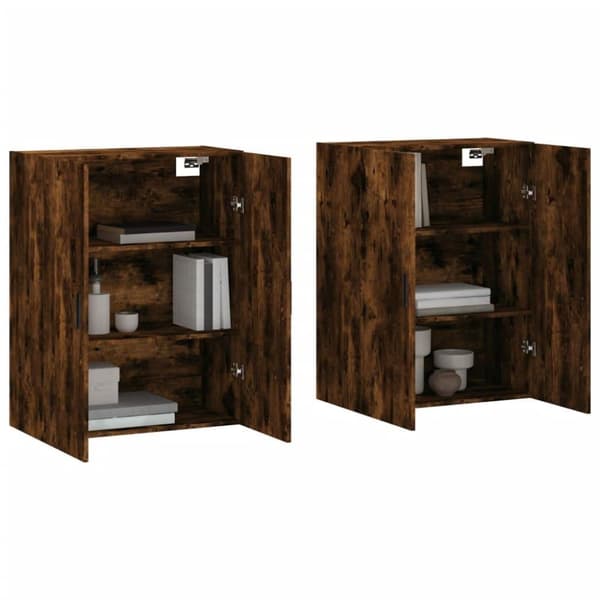 vidaXL vægskabe 2 stk. 69,5x34x90 cm røget sonoma-eg