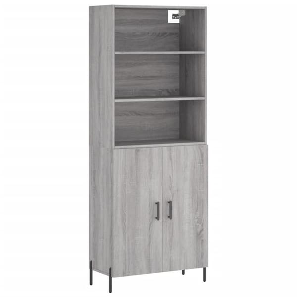 vidaXL højskab 69,5x34x180 cm konstrueret træ grå sonoma-eg