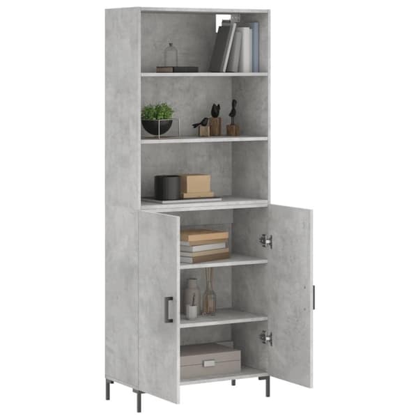 vidaXL Highboard betonggrå 69,5x34x180 cm konstruert tre