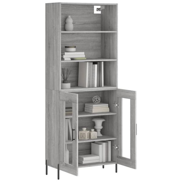 vidaXL Highboard grå sonoma 69,5x34x180 cm konstruert tre