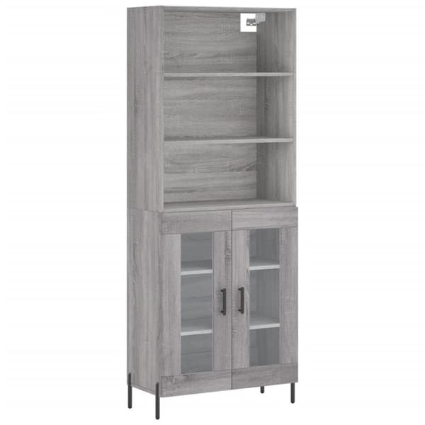vidaXL Highboard grå sonoma 69,5x34x180 cm konstruert tre