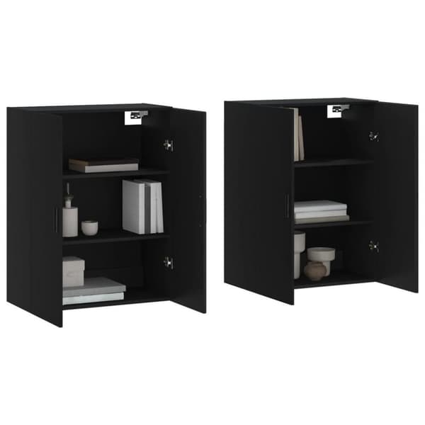 vidaXL Seinäkiinnitettävät kaapit 2 kpl musta 69,5x34x90 cm