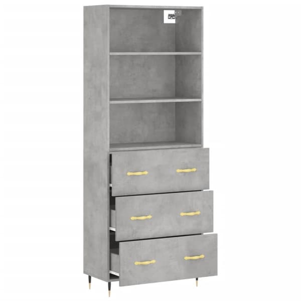 vidaXL Highboard betonggrå 69,5x34x180 cm konstruert tre