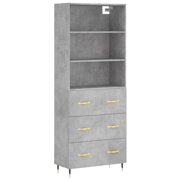 vidaXL Highboard betonggrå 69,5x34x180 cm konstruert tre