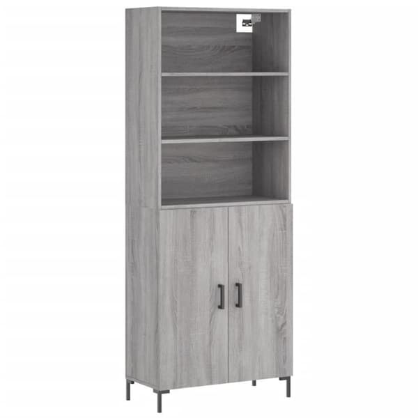 vidaXL Highboard grå sonoma 69,5x34x180 cm konstruert tre
