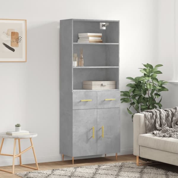 vidaXL højskab 69,5x34x180 cm konstrueret træ betongrå