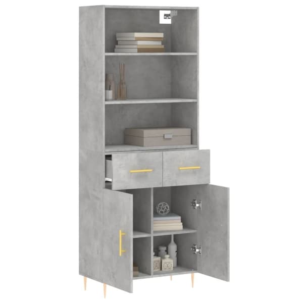 vidaXL højskab 69,5x34x180 cm konstrueret træ betongrå