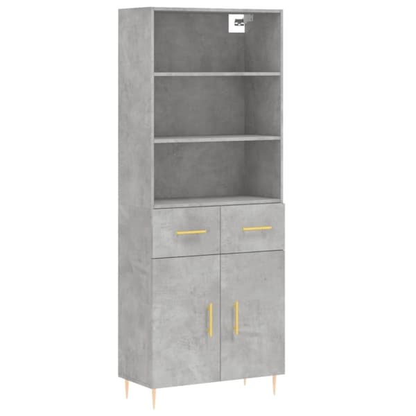 vidaXL højskab 69,5x34x180 cm konstrueret træ betongrå