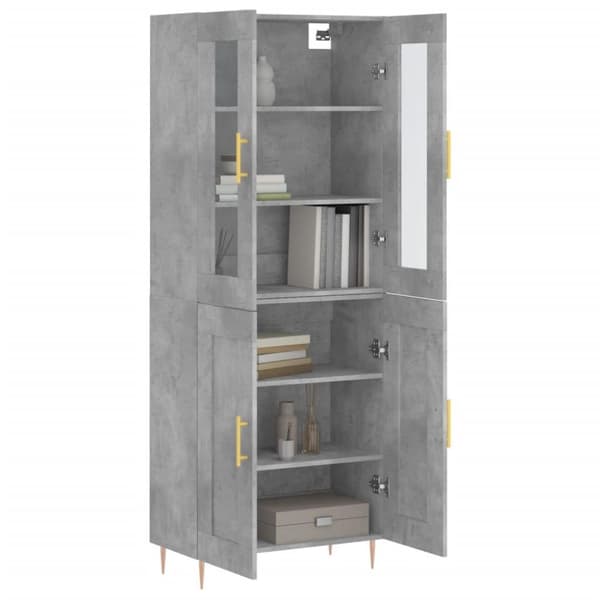 vidaXL højskab 69,5x34x180 cm konstrueret træ betongrå