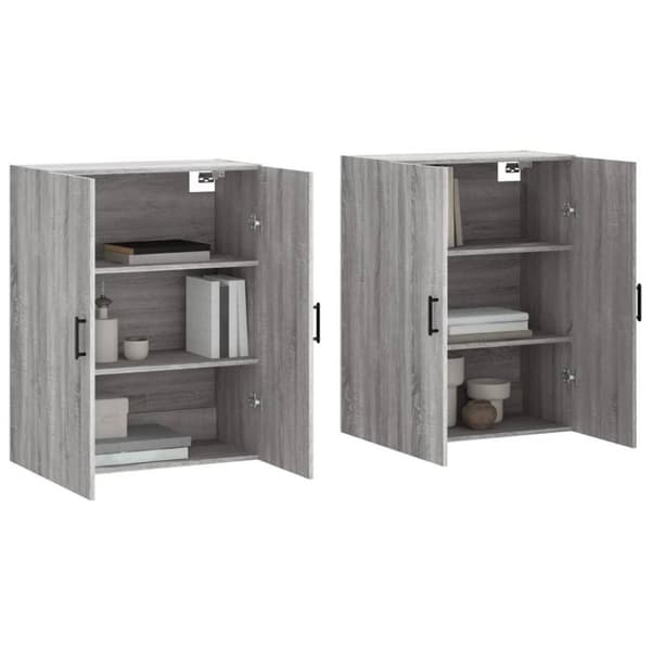 vidaXL vægskabe 2 stk. 69,5x34x90 cm grå sonoma-eg