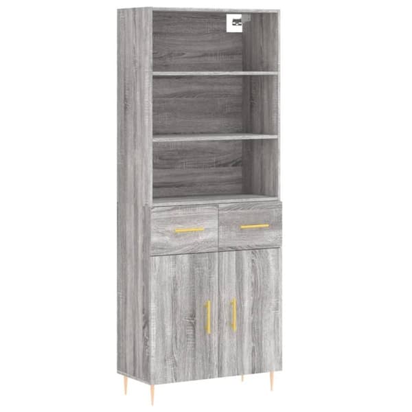 vidaXL Highboard grå sonoma 69,5x34x180 cm konstruert tre