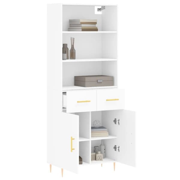 vidaXL Högskåp vit 69,5x34x180 cm konstruerat trä