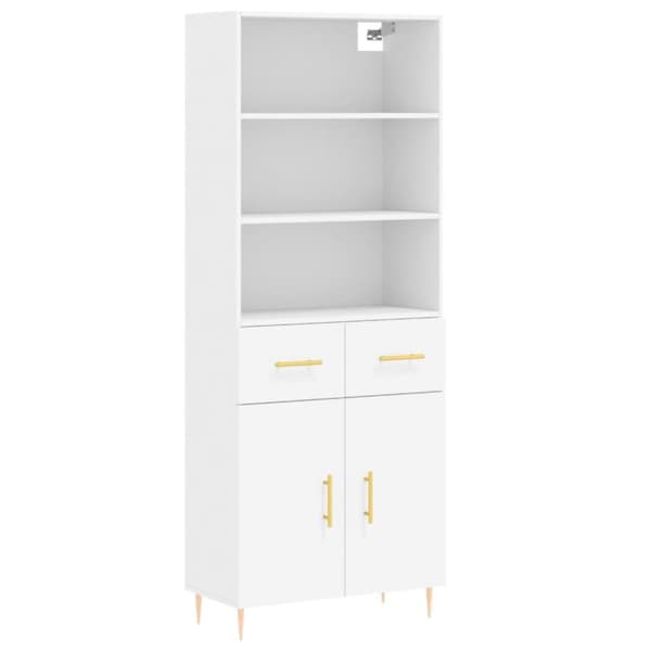 vidaXL Högskåp vit 69,5x34x180 cm konstruerat trä