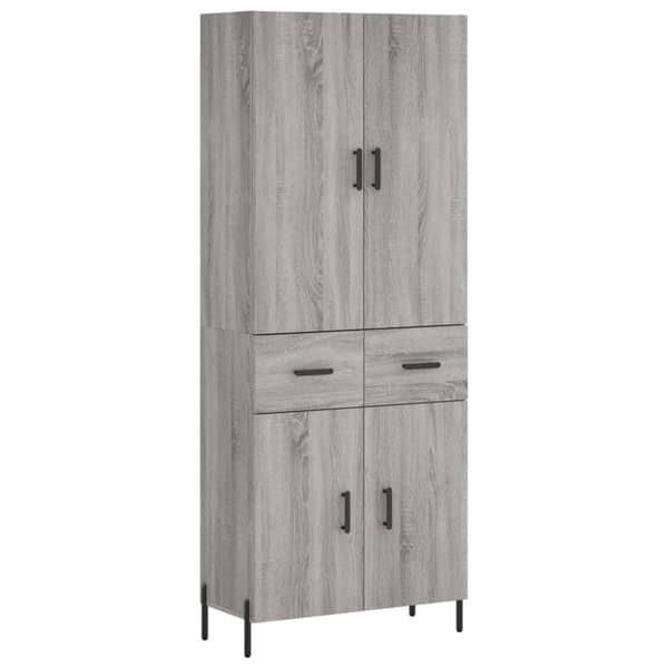 vidaXL højskab 69,5x34x180 cm konstrueret træ grå sonoma-eg