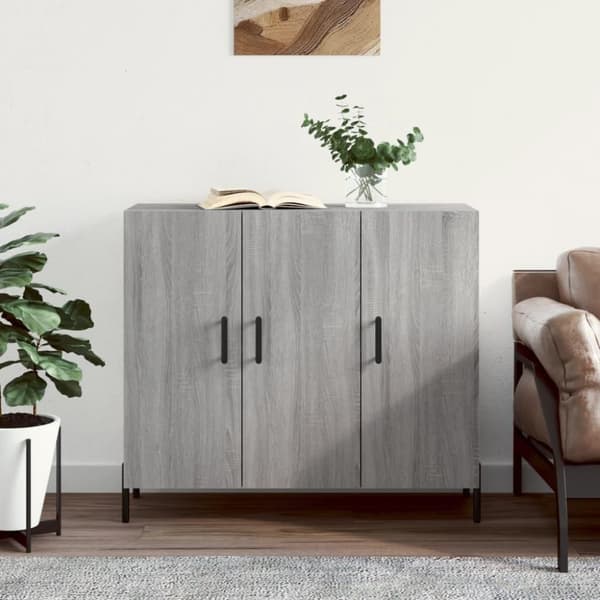 vidaXL skab 90x34x80 cm konstrueret træ grå sonoma-eg