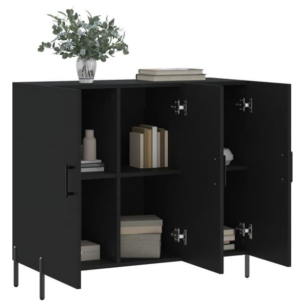 vidaXL skab 90x34x80 cm konstrueret træ sort
