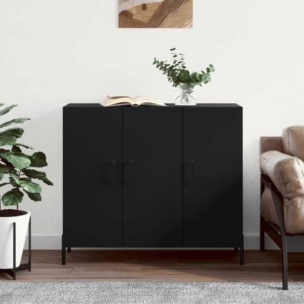vidaXL skab 90x34x80 cm konstrueret træ sort