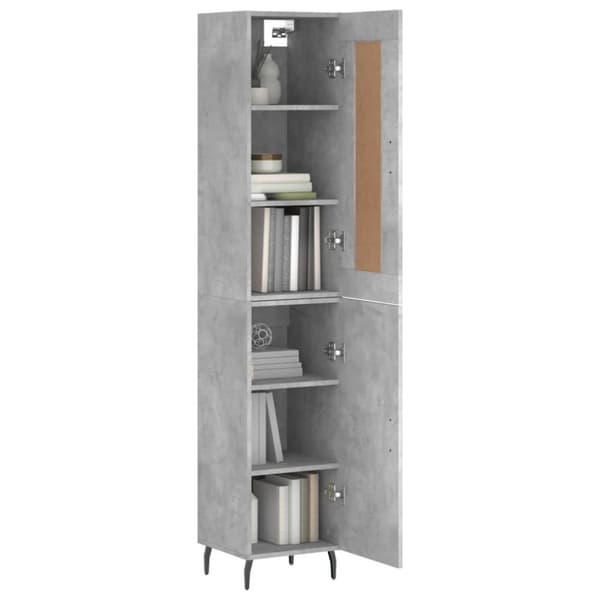 vidaXL Highboard betonggrå 34,5x34x180 cm konstruert tre