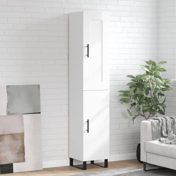 vidaXL skab 34,5x34x180 cm konstrueret træ hvid højglans