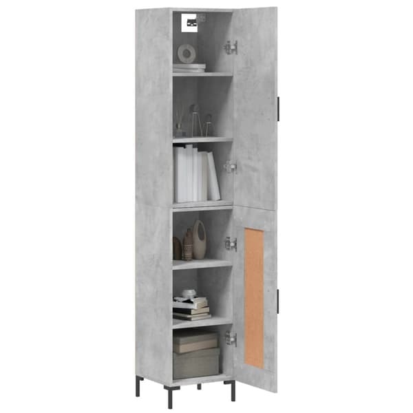 vidaXL Highboard betonggrå 34,5x34x180 cm konstruert tre