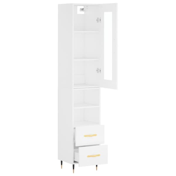 vidaXL Highboard hvit 34,5x34x180 cm konstruert tre