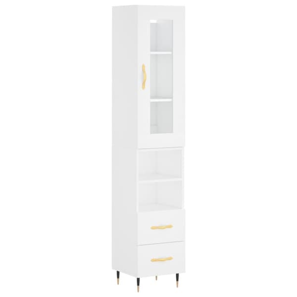vidaXL Highboard hvit 34,5x34x180 cm konstruert tre