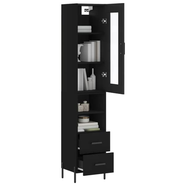 vidaXL Highboard svart 34,5x34x180 cm konstruert tre