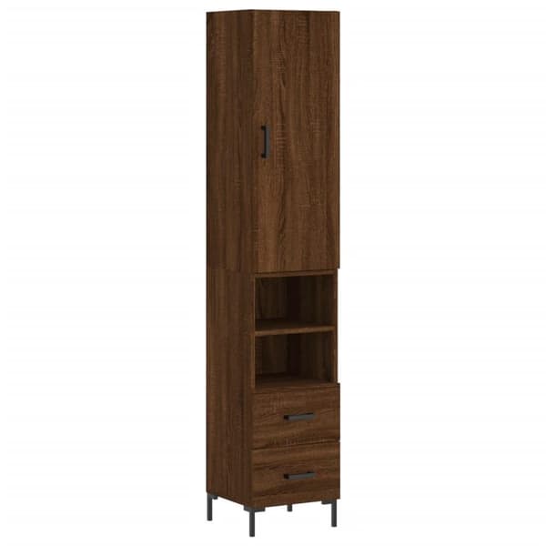 vidaXL Highboard brun eik 34,5x34x180 cm konstruert tre