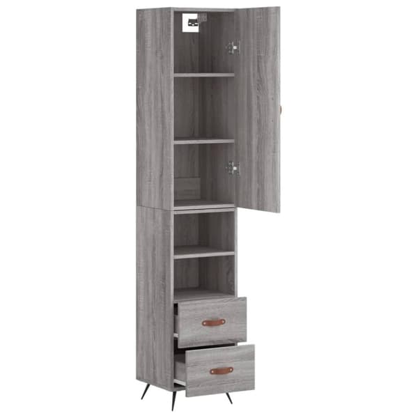 vidaXL Highboard grå sonoma 34,5x34x180 cm konstruert tre