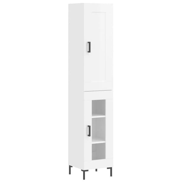 vidaXL Highboard høyglans hvit 34,5x34x180 cm konstruert tre
