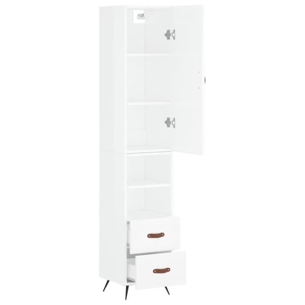 vidaXL Highboard høyglans hvit 34,5x34x180 cm konstruert tre