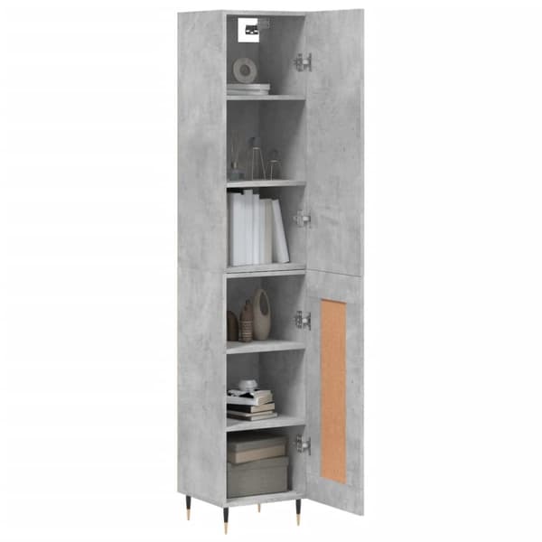 vidaXL Highboard betonggrå 34,5x34x180 cm konstruert tre