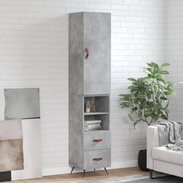 vidaXL skab 34,5x34x180 cm konstrueret træ betongrå