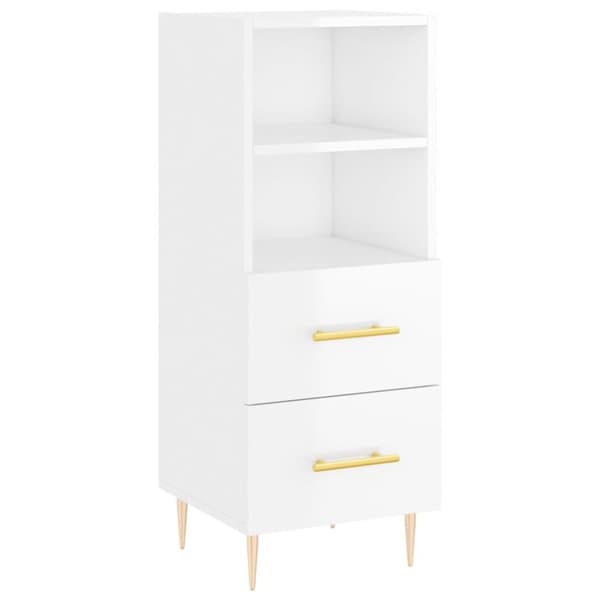 vidaXL Högskåp vit högglans 34,5x34x180 cm konstruerat trä
