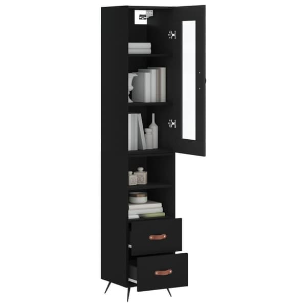 vidaXL Highboard svart 34,5x34x180 cm konstruert tre