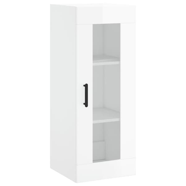 vidaXL Highboard høyglans hvit 34,5x34x180 cm konstruert tre