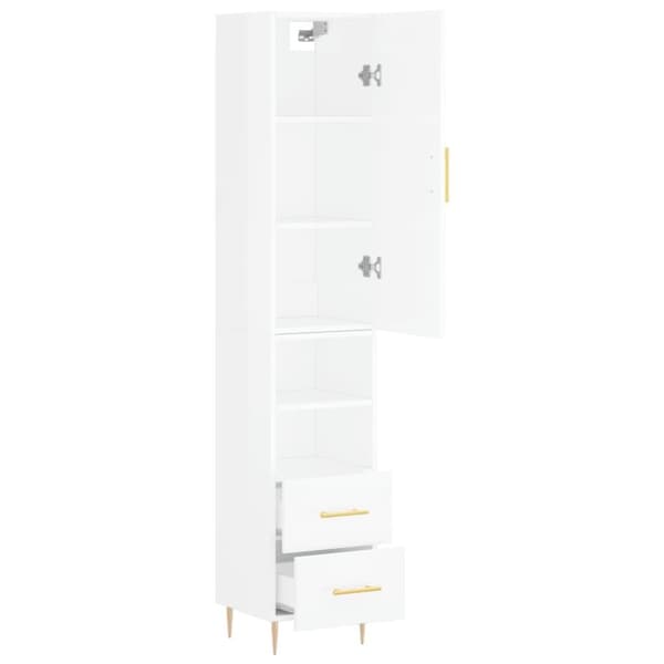 vidaXL skab 34,5x34x180 cm konstrueret træ hvid højglans