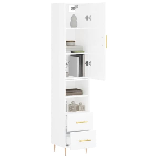 vidaXL skab 34,5x34x180 cm konstrueret træ hvid højglans